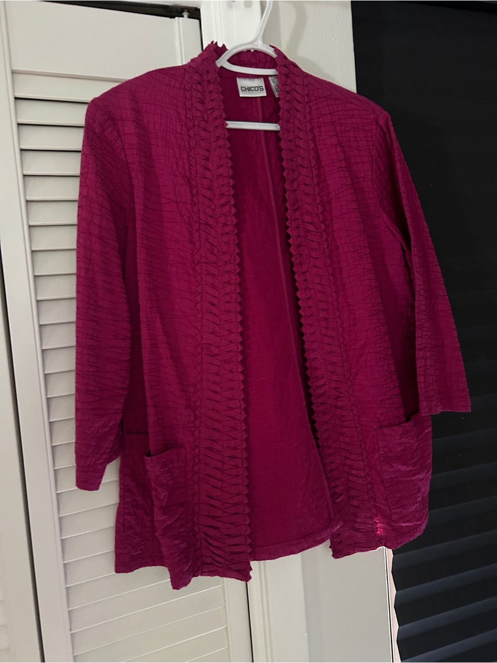 Chico's Open-Front Cardigan in Rich Fuchsia